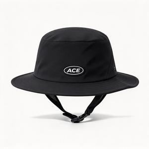 Sombrero de Surf de Nailon Negro UPF50+, Resistente al Agua, de Secado Rápido, con Ala Ancha, Gorra para Deportes Acuáticos con Correa para la Barbilla para la Playa - Product Image 2