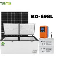 Заводская цена Tunto Green Power 24В Коммерческий солнечный морозильный ларь 450-1088 л, 2-3 двери, компрессорное охлаждение R134a, солнечные панели