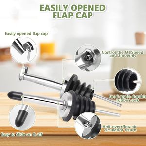 Clear Glass Eco-Friendly Cute Multifunction Oil & Vinegar Dispenser Bottle Set 17oz with Cover Funnel <b>Label</b> for <b>Kitchen</b> Storage - Product Image 4