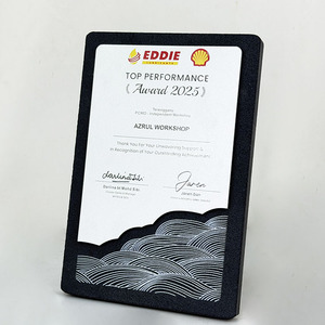 <span class=keywords><strong>Plaque</strong></span> de reconnaissance en pierre d'encre noire, motif sommet de montagne et vague marine, gravée, récompense MH-J0164 - Product Image 5