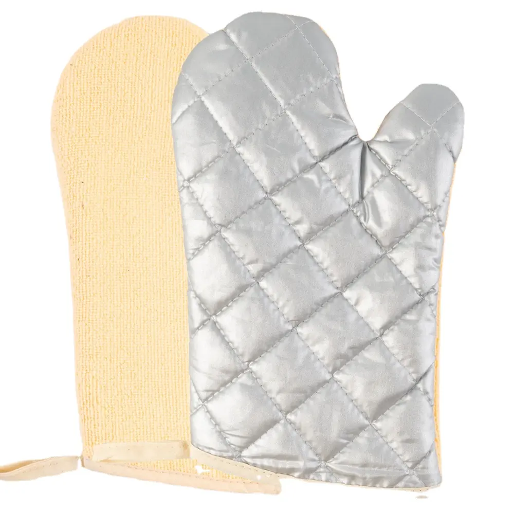 Alltägliche hitze beständige Küche Basic Oven Mitt Set mit versilbertem Quilted für die Küche zu Hause Kochen Backen Grau