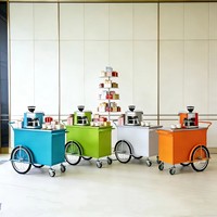 Carrello Bar Mobile Personalizzato con Logo, Armadietto Chiuso e Ruote da Bicicletta per Caffè, Matrimoni e Catering