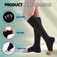 Chaussettes de compression respirantes à bout ouvert, hauteur genou, fines, tricotées, pour l'été, pour femmes et hommes, soutien gradué 15-20 mmHg, avec détail de manchette