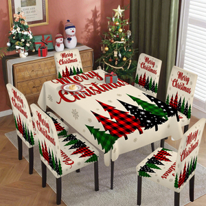 Rectangular Christmas Tablecloth Waterproof Polyester Table Cover With <b>Chair</b> Cover Sets for Kitchen <b>Dining</b> Room Holiday Party - Product Image 3