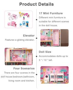 <span class=keywords><strong>Casa</strong></span> <span class=keywords><strong>de</strong></span> <span class=keywords><strong>muñecas</strong></span> <span class=keywords><strong>de</strong></span> madera para niñas, muebles <span class=keywords><strong>de</strong></span> <span class=keywords><strong>casa</strong></span> <span class=keywords><strong>de</strong></span> <span class=keywords><strong>muñecas</strong></span> DIY <span class=keywords><strong>con</strong></span> muebles y <span class=keywords><strong>elevador</strong></span> - Product Image 4