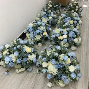 QSLH-594 Centerpiece bunga pernikahan raksasa karangan bunga kustom bola bunga mawar biru untuk dekorasi pernikahan