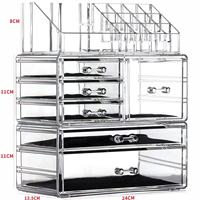 Organisateur de maquillage en acrylique anti-poussière avec tiroirs, boîte de rangement pour cosmétiques, rouges à lèvres et soins de la peau pour salle de bain, commode ou comptoir
