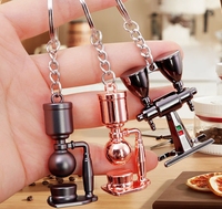 Porte-clés 3D Outils de café Réplique miniature de Barista Cadeau promotionnel Logo personnalisé Série Café Porte-clés en métal Pendentif