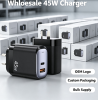 Chargeur mural rapide double port PD 45W USB-A + Type-C, adaptateur secteur de voyage avec prise UE pour téléphone portable, ordinateur portable, écouteurs – Vente en gros OEM