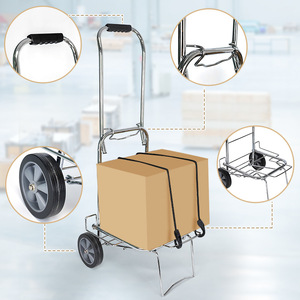 Folding Portable Steel Hand <b>Cart</b> With Four Wheels For Grocery Shopping And Home Use - Product Image 1