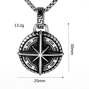 Stainless Steel Men's Pendant Six Pointed Star <b>Compass</b> Necklace For Fashion Jewelry Gift - Product Image 5