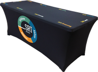 Nappe rectangulaire extensible en Spandex noir de 6 pieds pour table DJ rectangulaire à des fins publicitaires