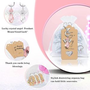 Lote de 30 Llaveros de Ángel Personalizados con Colgante de Alas de Ángel, Bolsa de Organza y Etiqueta de Agradecimiento, Regalo Conmemorativo para Funeral - Product Image 2