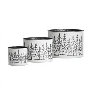 ผู้ส่งออกขายส่งจากอินเดีย กระถางปลูกต้นไม้โลหะทำมือ ดีไซน์ใหม่ ชุด 3 ใบ คุณภาพสูง ทำจากเหล็กชุบสังกะสี ทาสีขาว - Product Image 1
