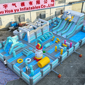 Balon bertema taman luar ruangan Kombo taman bermain rumah pantulan dengan rintangan meluncur istana tiup - Product Image 3