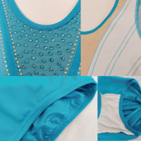 Superbe justaucorps de gymnastique et de danse personnalisé pour femme, à manches longues, en spandex, orné de strass, style mystique, pour entraînement court