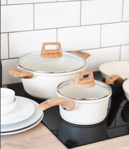 Juego de Ollas y Sartenes Antiadherentes Blancas <span class=keywords><strong>para</strong></span> Cocina de Inducción, Incluye Olla <span class=keywords><strong>para</strong></span> Sopa y Sartén con Tapa de Acero <span class=keywords><strong>para</strong></span> Placas de Inducción - Product Image 5
