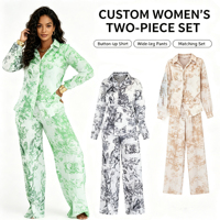 Ensemble de mode pour femmes, robe à manches longues à motif uni avec boutons, pantalon, style décontracté européen et américain, vente chaude pour l'automne