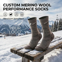 Chaussettes en laine mérinos personnalisées OEM/ODM, chaussettes de ski rembourrées, chaussettes de randonnée respirantes, chaussettes de sport
