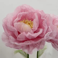 Fleurs géantes artisanales en crêpe et organza, pivoines, accessoires de photographie pour vitrine de centre commercial, décoration de mariage et maison