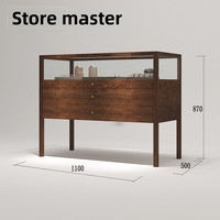 Vitrine de présentation portable en verre marron pour bijoux, lunettes, montres, amulettes bouddhistes, objets de musée, jade et or, pour salle d'étude et rangement