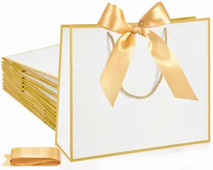 Luxe Op Maat Bedrukt Bruiloft Winkelen Parfum Kleding Sieraden Verpakking Kleine Papieren Geschenkzak Met Uw Eigen Logo