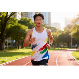 Custom Multi Color Men Seamless Ultra Lightweight Polyester Tank Tops Quick Dry Running Events Breathable Marathon Race <b>Vest</b> - Product Image 6