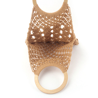 Sac à main en coton ajouré avec macramé, sac à main en filet, fourre-tout à poignée ronde pour femmes, nouvelle mode