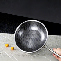 Wajan Penggorengan Stainless Steel Sarang Lebah dengan Dasar Rata dan Gagang Ergonomis untuk Telur, Steak, Set Peralatan Masak