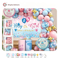 Perlengkapan Dekorasi Balon Garland Pengungkapan Jenis Kelamin Bayi Laki-laki atau Perempuan, Balon Lateks Pink Biru, Dekorasi Pesta Baby Shower dengan Kereta Bayi
