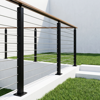 Systèmes de garde-corps complets pour terrasses et escaliers extérieurs, en aluminium noir invisible, contemporains, avec câble de 1/8 po, personnalisables sous marque privée