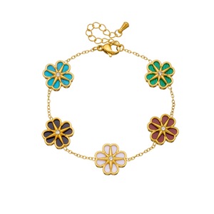 Daisy <b>Flower</b> Chain <b>Bracelet</b> Gold Plated Zinc Alloy Women's Jewelry Gift Accessory - Product Image 5