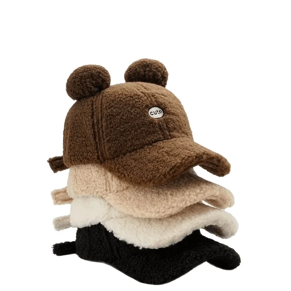 模造子羊の髪の漫画かわいい暖かい豪華な耳の形の子供の野球帽