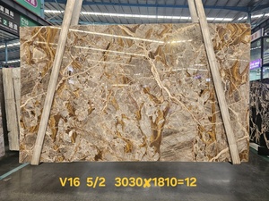 Carreaux de sol en marbre de luxe Bugatti Gold de Dubaï Design de couleur dorée Giallo Siena Medio Marbre Araignée dorée Dalles de marbre Décoration murale - Product Image 6