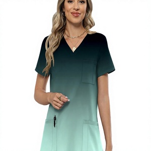 Comfortable Woven Cotton Medical <b>Scrub</b> <b>Tops</b> Unisex Vibrant Colorful Prints Classic V Neck Design Hospital Clinic Daily Wear 2026 - Product Image 3