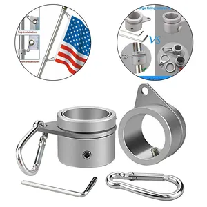 Aluminum Alloy Flag Pole Rings Anti Wrap Flagpole Mounting Rings 360 Degree Rotating Clip Spinning Flag Pole Kit