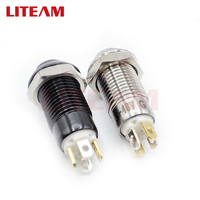 Interrupteur à bouton-poussoir métallique momentané électrique anti-vandalisme étanche de 8 mm, interrupteur à bouton-poussoir lumineux à LED en métal noir/argent