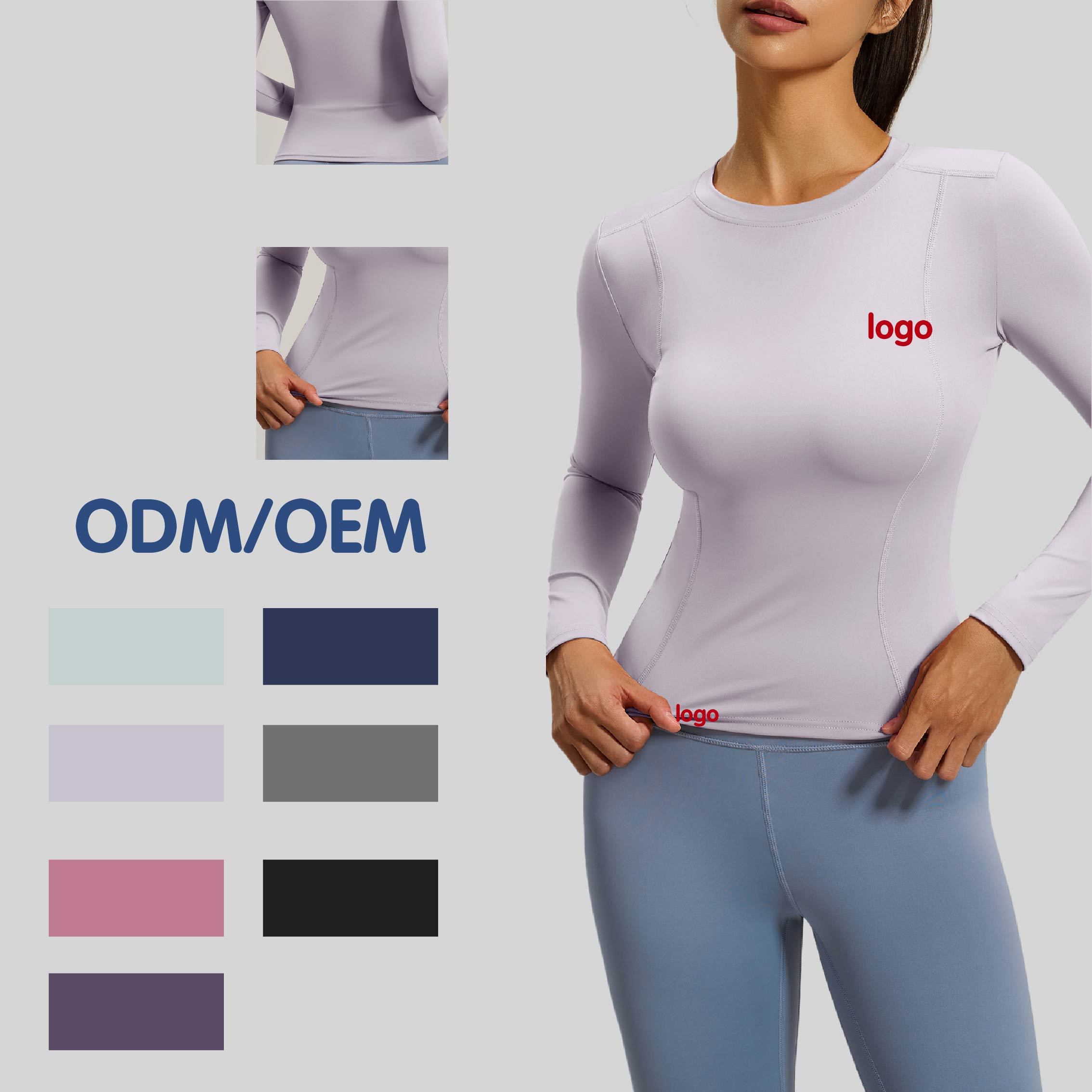 001-Round Neck Yoga Top Women Slim Fit Long Sleeve Stretch Training Activewear for Running and Fitness Supplier