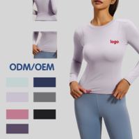 Haut de yoga à col rond pour femme, coupe ajustée, manches longues, extensible, vêtements de sport pour la course et le fitness, fournisseur