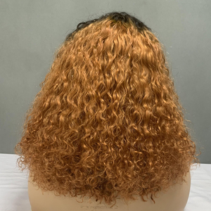 Perruques en cheveux humains Bob T1B/350, couleur bicolore, SDD 14 pouces, fermeture en dentelle 4*4, perruque bouclée de luxe, 210 grammes - Product Image 3