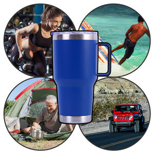 Tasse à café de voyage en métal à double paroi en acier inoxydable enduit de poudre de 30 oz avec logo personnalisé gobelet de 30 oz avec poignée - Product Image 3