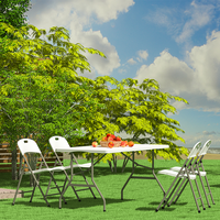 Tables et chaises pliantes en plastique légères pour l'extérieur - Utilisation dans les restaurants et les hôpitaux, événements de jardin, mariages, haute qualité 6 pieds/8 pieds