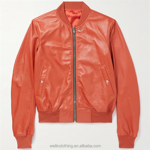 Coupe-vent personnalisé, blouson court et court en cuir <span class=keywords><strong>orange</strong></span> pour hommes - Product Image 1