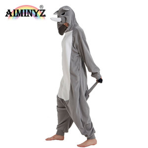 For Wholesale 2023 Plus Size Adult Pajamas Cute Animal <strong>Women</strong> Rhinoceros Gray Cosplay Costume Home <strong>Clothes</strong> <strong>Thermal</strong> Soft Warm - Product Image 1