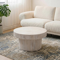 Table basse ronde en bois de manguier rustique, table basse écologique, meubles de salon