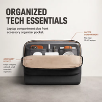 Housse d'ordinateur portable minimaliste avec logo personnalisé, 14-16 pouces, cadeau d'entreprise, pochette pour ordinateur avec poche organisatrice d'accessoires avant, OEM