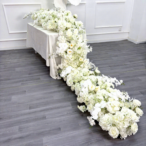 DKB Custom Super Long 360cm Blanco <span class=keywords><strong>Mesa</strong></span> Flor Camino con Rosa Hortensia Orquídeas Lujo Banquete Evento <span class=keywords><strong>Mesa</strong></span> Arreglo Floral - Product Image 1