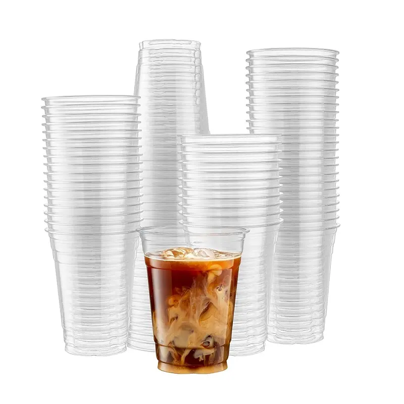 הפריטים הפופולריים ביותר שקופים פלסטיק כוסות פלסטיק חד פעמיות עם כפים לקפה ג 'לי קפה