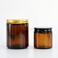 Bocaux cosmétiques en verre ambré de 150 ml (5 oz) à large ouverture, de qualité alimentaire, vides, pour crème visage, bougies, pâte de vanille, avec couvercle à vis hermétique
