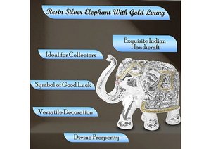 Silver Plated <b>Elephant</b> Pair Luxury Decorative <b>Elephant</b> Figurines for Home <b>Decor</b> Office Wedding Decoration Gifting Item - Product Image 5